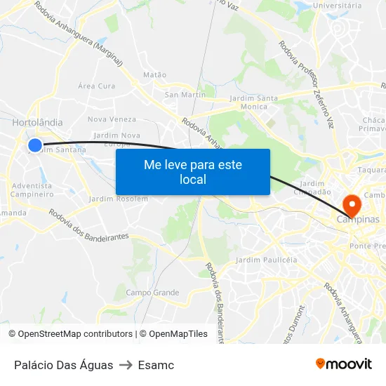 Palácio Das Águas to Esamc map