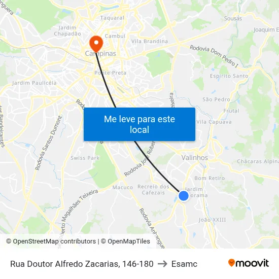 Rua Doutor Alfredo Zacarias, 146-180 to Esamc map