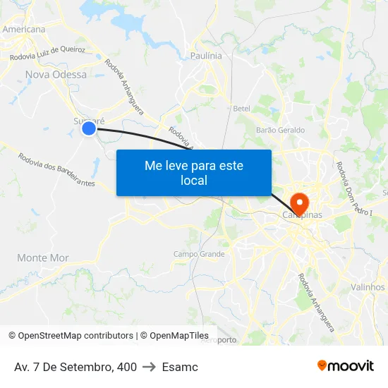 Av. 7 De Setembro, 400 to Esamc map