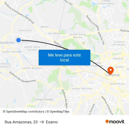Rua Amazonas, 33 to Esamc map