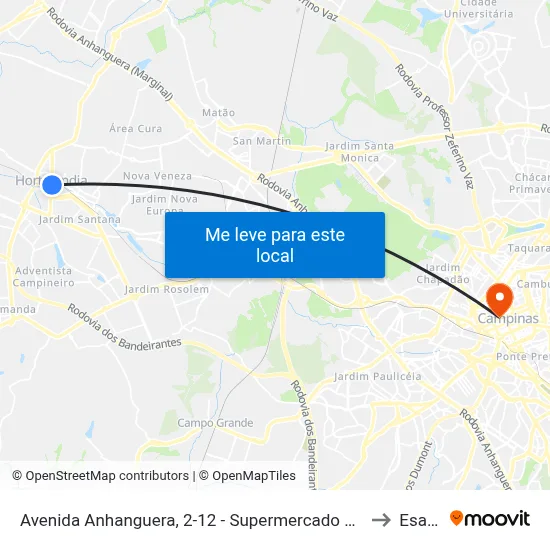 Avenida Anhanguera, 2-12 - Supermercado São Vicente to Esamc map
