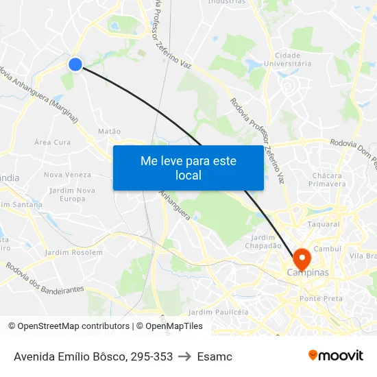 Avenida Emílio Bôsco, 295-353 to Esamc map