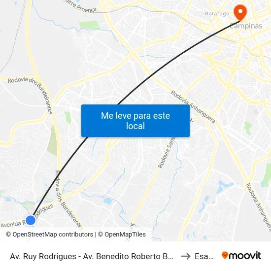 Av. Ruy Rodrigues - Av. Benedito Roberto Barbosa to Esamc map