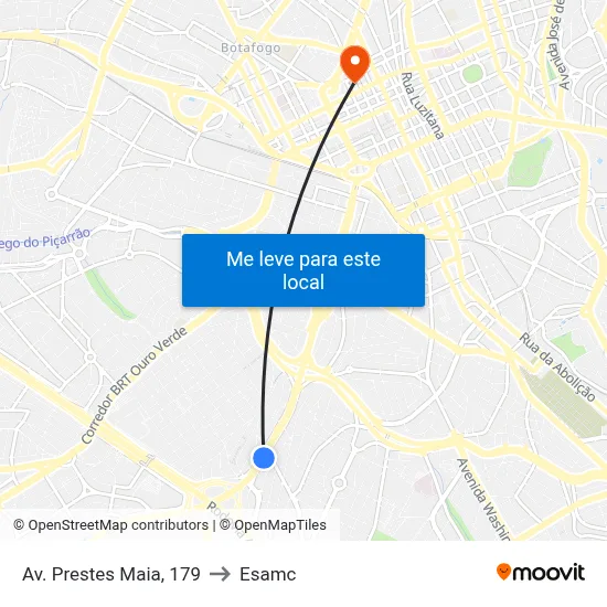 Av. Prestes Maia, 179 to Esamc map
