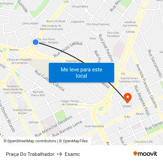 Praça Do Trabalhador to Esamc map