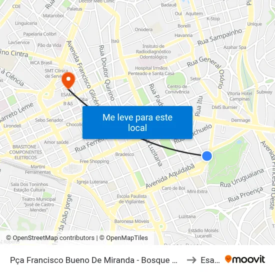 Pça Francisco Bueno De Miranda - Bosque Dos Jequitibás to Esamc map