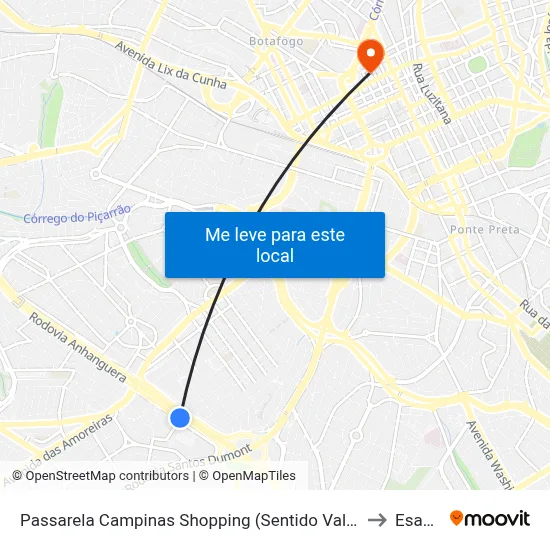 Passarela Campinas Shopping (Sentido Valinhos) to Esamc map