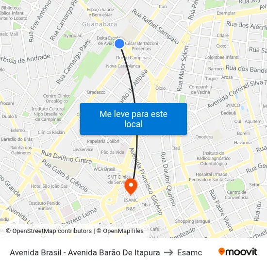 Avenida Brasil - Avenida Barão De Itapura to Esamc map