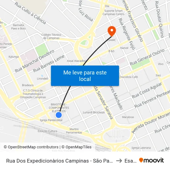 Rua Dos Expedicionàrios Campinas - São Paulo 13013 Brasil to Esamc map