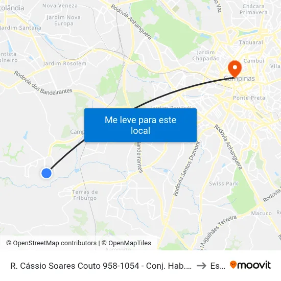 R. Cássio Soares Couto 958-1054 - Conj. Hab. Parque Itajai Campinas - SP Brasil to Esamc map