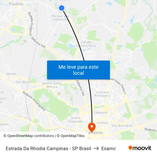 Estrada Da Rhodia Campinas - SP Brasil to Esamc map