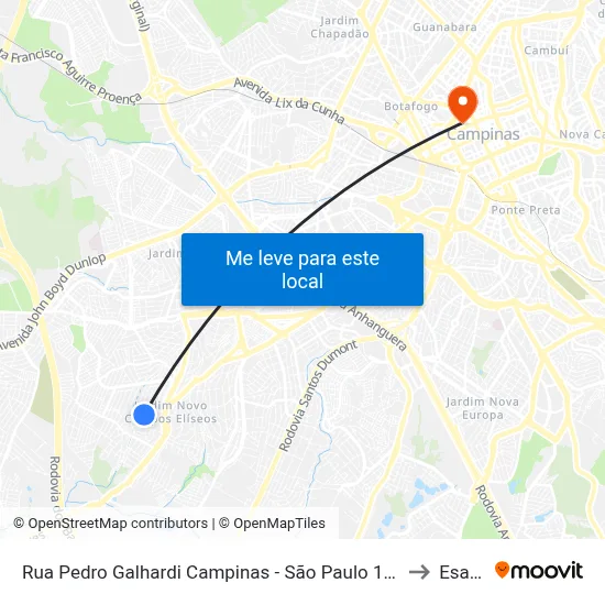 Rua Pedro Galhardi Campinas - São Paulo 13060 Brasil to Esamc map