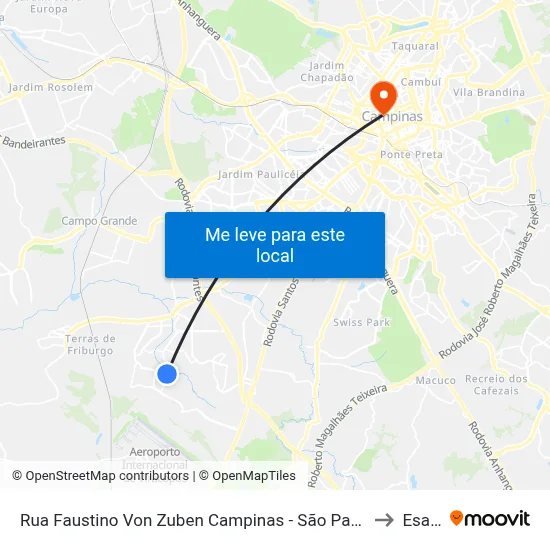 Rua Faustino Von Zuben Campinas - São Paulo 13056 Brasil to Esamc map