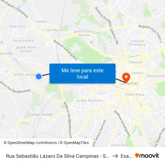 Rua Sebastião Lázaro Da Silva Campinas - São Paulo Brasil to Esamc map