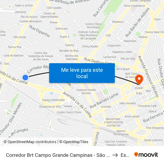 Corredor Brt Campo Grande Campinas - São Paulo 13070 Brasil to Esamc map