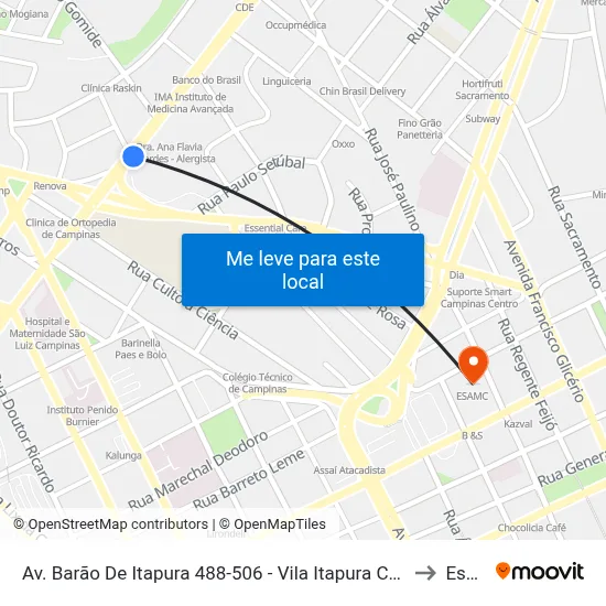 Av. Barão De Itapura 488-506 - Vila Itapura Campinas - SP Brasil to Esamc map