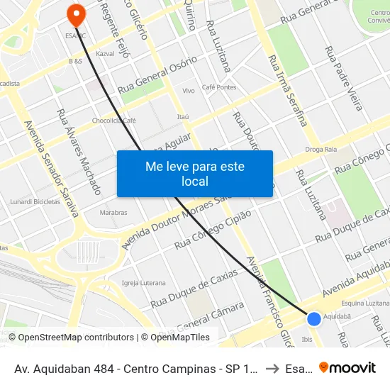 Av. Aquidaban 484 - Centro Campinas - SP 13015-210 Brasil to Esamc map