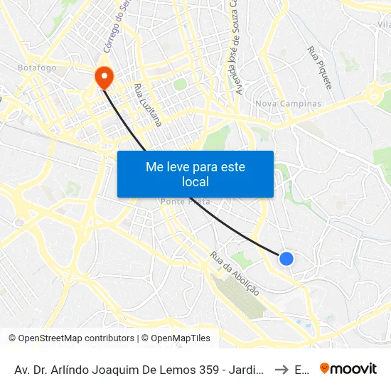 Av. Dr. Arlíndo Joaquim De Lemos 359 - Jardim Proença Campinas - SP 13100-451 Brasil to Esamc map