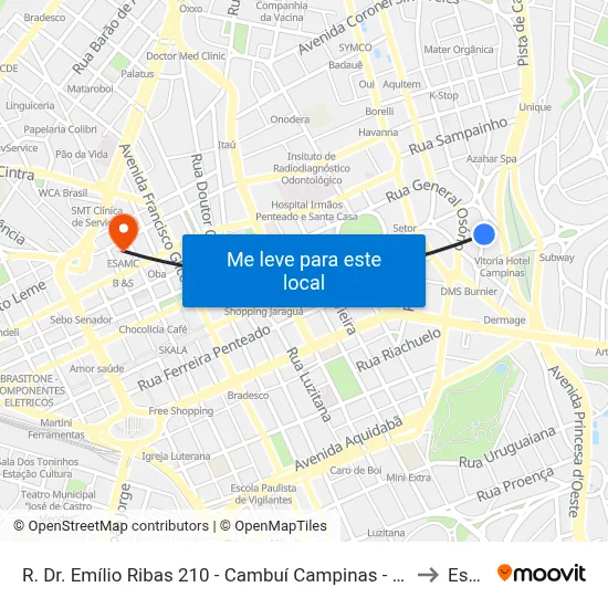 R. Dr. Emílio Ribas 210 - Cambuí Campinas - SP 13025-142 Brasil to Esamc map