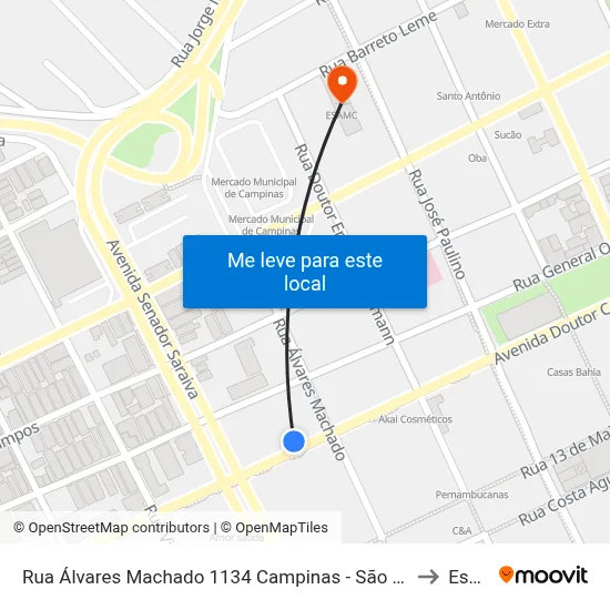 Rua Álvares Machado 1134 Campinas - São Paulo 13010 Brasil to Esamc map
