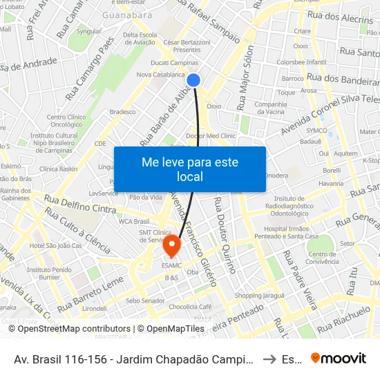 Av. Brasil 116-156 - Jardim Chapadão Campinas - SP 13070-178 Brasil to Esamc map