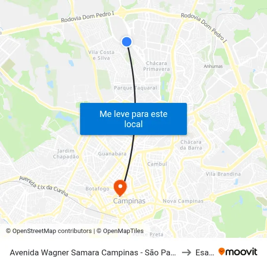 Avenida Wagner Samara Campinas - São Paulo 13081 Brasil to Esamc map