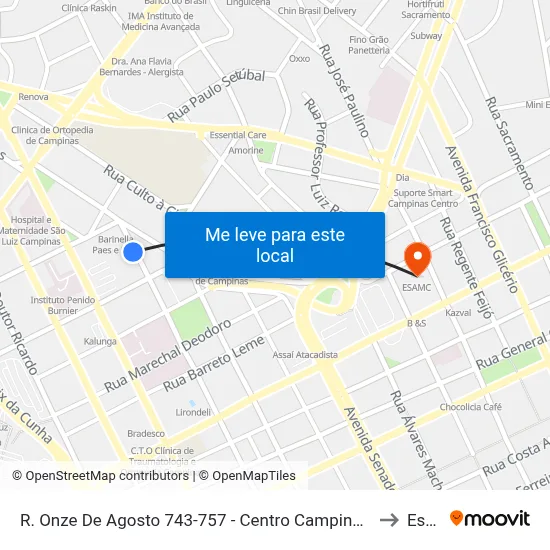R. Onze De Agosto 743-757 - Centro Campinas - SP 13013-100 Brasil to Esamc map