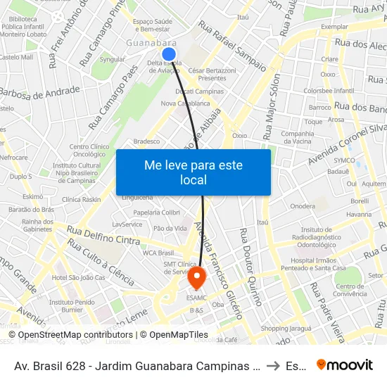 Av. Brasil 628 - Jardim Guanabara Campinas - SP 13073-012 Brasil to Esamc map
