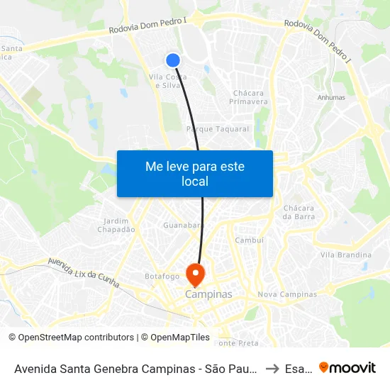 Avenida Santa Genebra Campinas - São Paulo 13081 Brasil to Esamc map