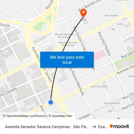 Avenida Senador Saraiva Campinas - São Paulo 13010 Brasil to Esamc map