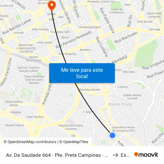 Av. Da Saudade 664 - Pte. Preta Campinas - SP 13041-670 Brasil to Esamc map