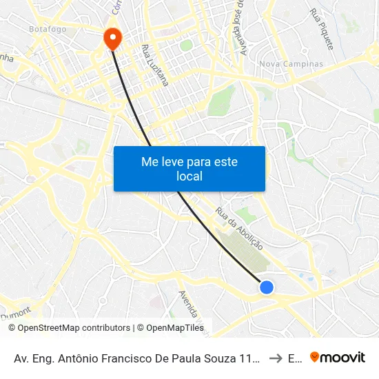 Av. Eng. Antônio Francisco De Paula Souza 1101 - Jardim São Vicente Campinas - SP 13044-502 Brasil to Esamc map