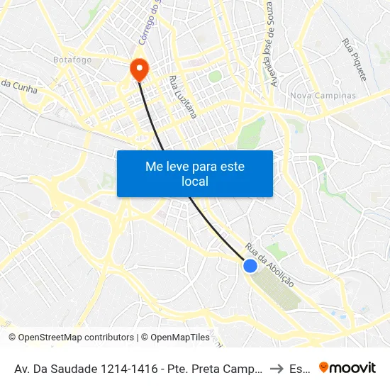 Av. Da Saudade 1214-1416 - Pte. Preta Campinas - SP 13041-670 Brasil to Esamc map