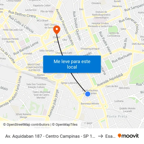Av. Aquidaban 187 - Centro Campinas - SP 13026-510 Brasil to Esamc map