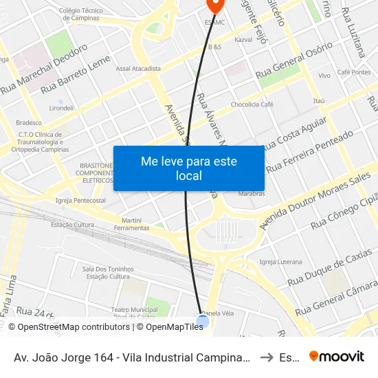 Av. João Jorge 164 - Vila Industrial Campinas - SP 13035-680 Brasil to Esamc map