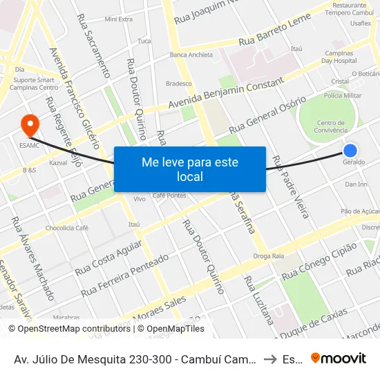 Av. Júlio De Mesquita 230-300 - Cambuí Campinas - SP 13025-061 Brasil to Esamc map