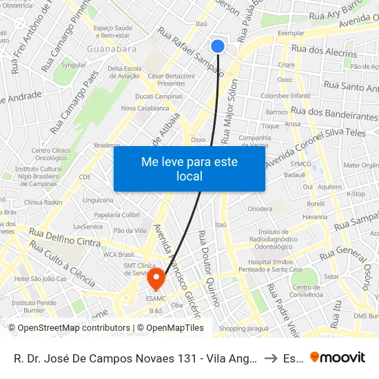 R. Dr. José De Campos Novaes 131 - Vila Angelino Rossi Campinas - SP Brasil to Esamc map