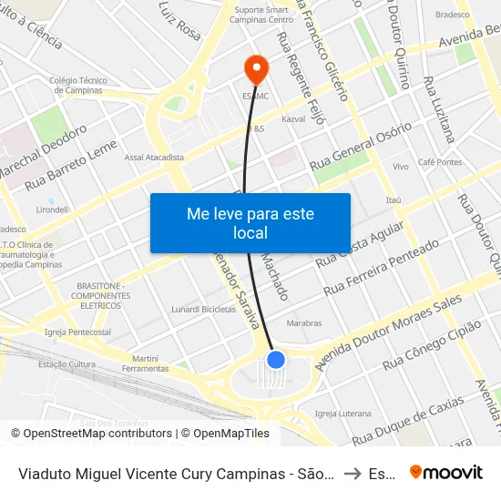 Viaduto Miguel Vicente Cury Campinas - São Paulo 13013 Brasil to Esamc map