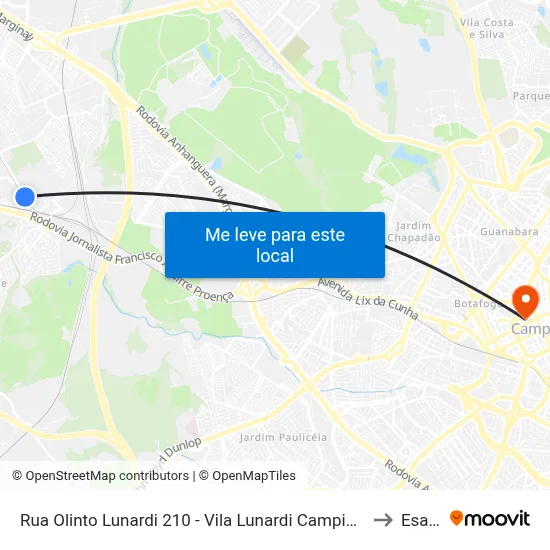 Rua Olinto Lunardi 210 - Vila Lunardi Campinas - SP Brasil to Esamc map