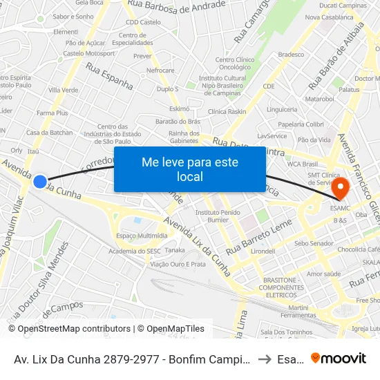 Av. Lix Da Cunha 2879-2977 - Bonfim Campinas - SP Brasil to Esamc map