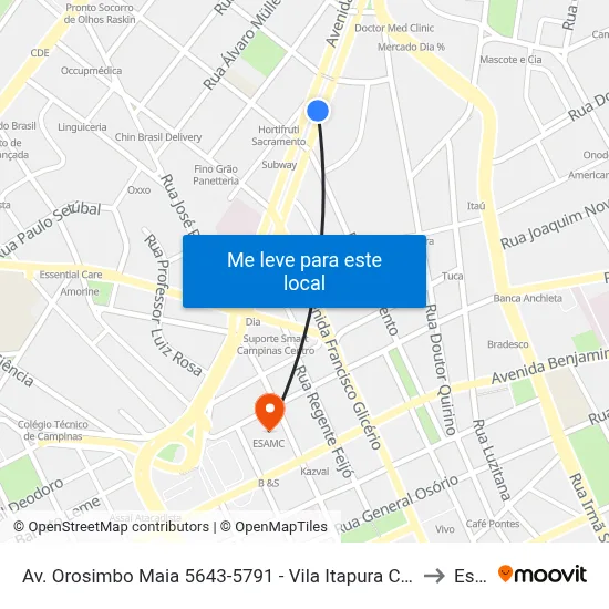 Av. Orosimbo Maia 5643-5791 - Vila Itapura Campinas - SP 13023-002 Brasil to Esamc map