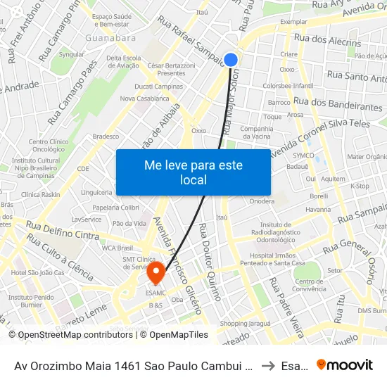 Av Orozimbo Maia 1461 Sao Paulo Cambui (Campinas) to Esamc map