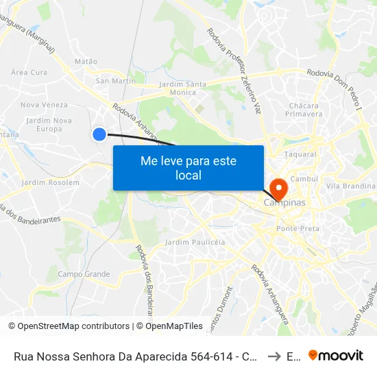 Rua Nossa Senhora Da Aparecida 564-614 - Conjunto Habitacional Padre Anchieta Campinas - SP Brasil to Esamc map