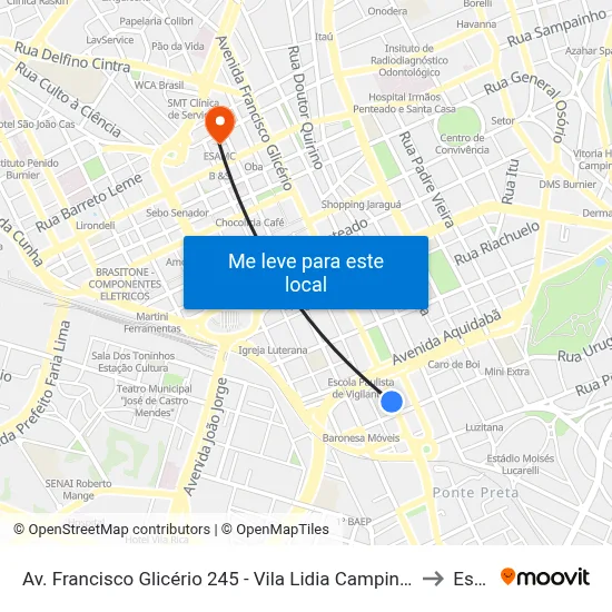 Av. Francisco Glicério 245 - Vila Lidia Campinas - SP 13026-501 Brasil to Esamc map
