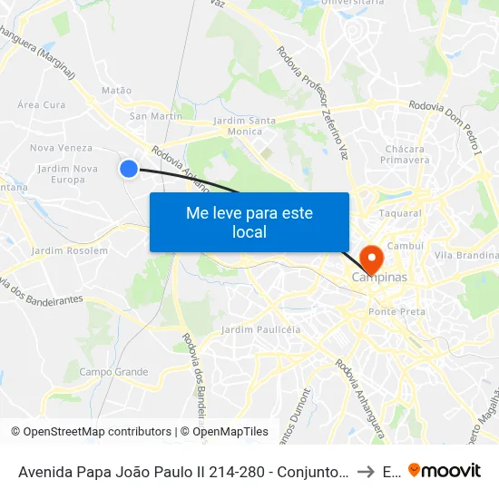 Avenida Papa João Paulo II 214-280 - Conjunto Habitacional Padre Anchieta Campinas - SP República Federativa Do Brasil to Esamc map