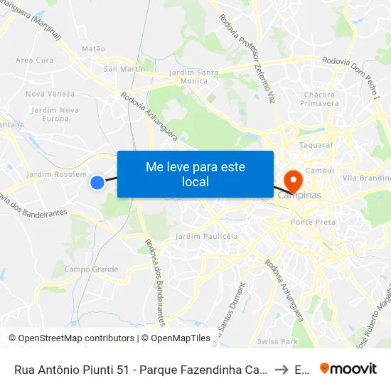 Rua Antônio Piunti 51 - Parque Fazendinha Campinas - SP República Federativa Do Brasil to Esamc map