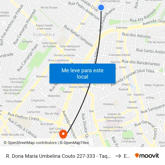 R. Dona Maria Umbelina Couto 227-333 - Taquaral Campinas - SP 13076-011 Brasil to Esamc map
