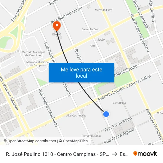 R. José Paulino 1010 - Centro Campinas - SP 13013-001 Brasil to Esamc map