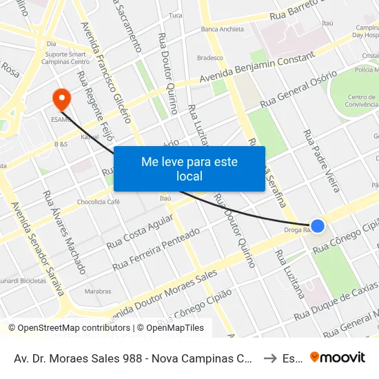 Av. Dr. Moraes Sales 988 - Nova Campinas Campinas - SP 13100-201 Brasil to Esamc map
