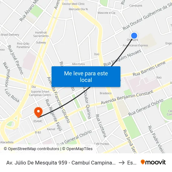 Av. Júlio De Mesquita 959 - Cambuí Campinas - SP 13025-061 Brasil to Esamc map